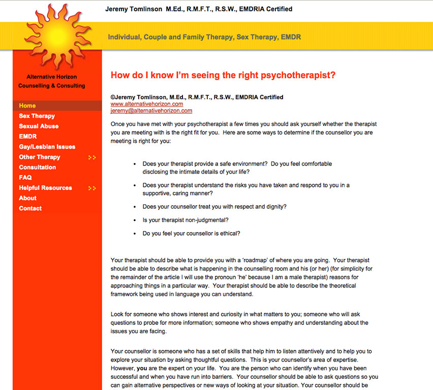 Toronto psychotherapist, Jeremy Tomlinson